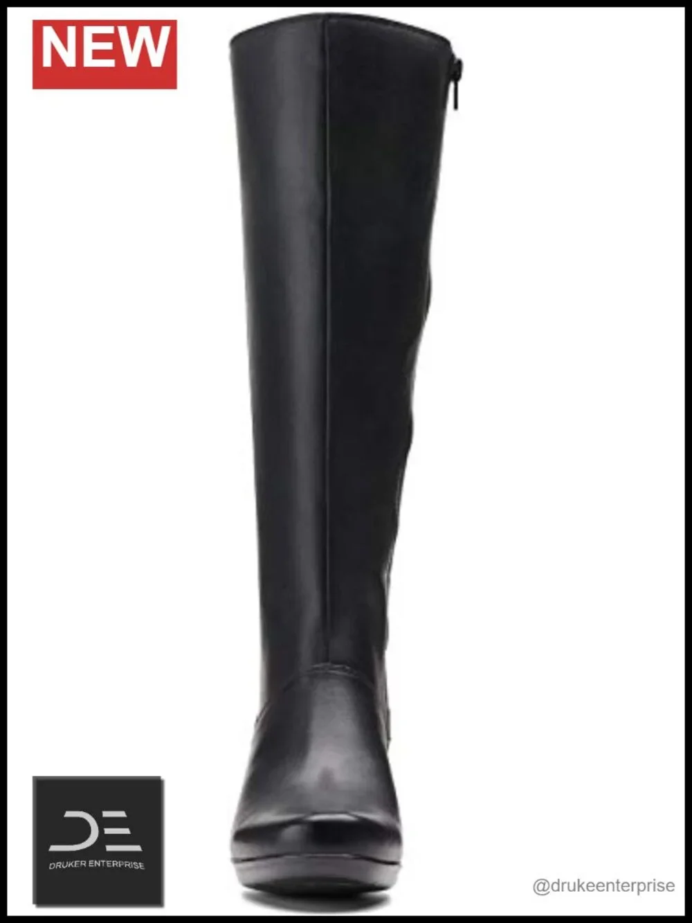 Wide Calf Knee High Leather Fashion Boots with Zipper Ortholite Footbed